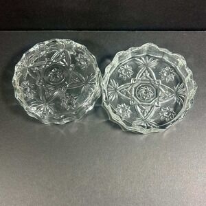 Trinket Box Clear Starburst Pressed Glass Round Jewelry Dish